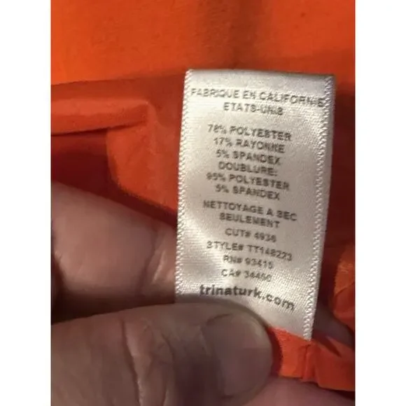 Trina Turk Womens Faith Ponte Flare Mini Dress Short Sleeve Orange size Small - Picture 9 of 11